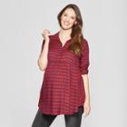 Maternity Plaid Peplum Hem Shirt - Isabel Maternity By Ingrid & Isabel Red Plaid