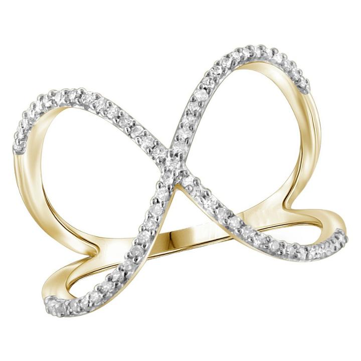 Distributed By Target 1/7 Ct. T.w. Round-cut White Diamond Prong Set Geometric Ring In Gold Over Silver (8), Women's, Yellow