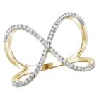Distributed By Target 1/7 Ct. T.w. Round-cut White Diamond Prong Set Geometric Ring In Gold Over Silver (8), Women's, Yellow