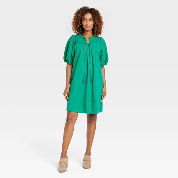 Women's Short Sleeve A-line Dress - Knox Rose Green