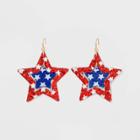 No Brand Americana Glitter Star Cut Out Drop Earrings, One Color