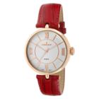 Peugeot Watches Peugeot Large Dial Leather Strap Watch - Rose Gold & Red, Women's