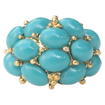 Zirconite Cabochon Stone Ring Turquoise -
