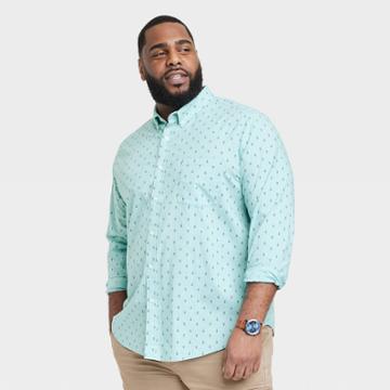 Men's Big & Tall Every Wear Long Sleeve Button-down Shirt - Goodfellow & Co Aqua Green
