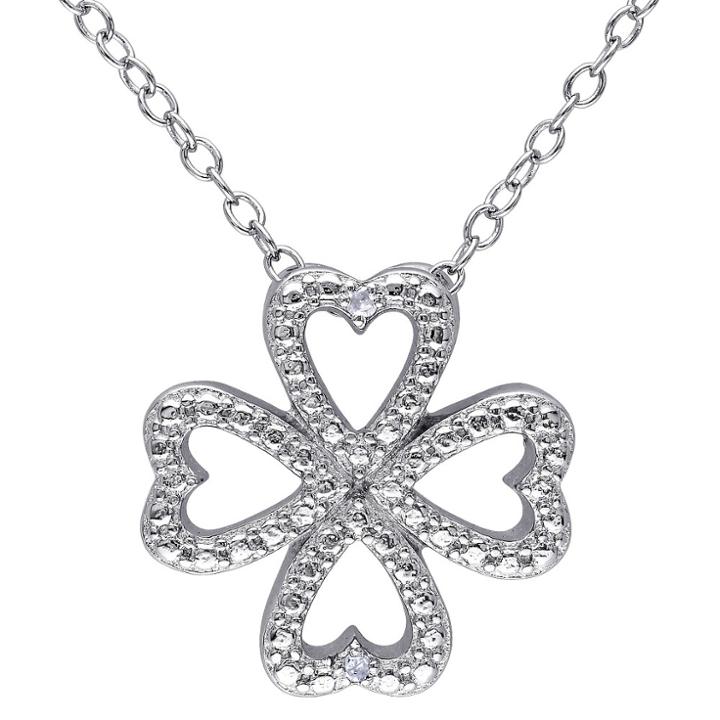 No Brand 0.01 Ct. T.w. Diamond Multiple Heart Pendant Necklace In Sterling Silver - Hij I3 - White,