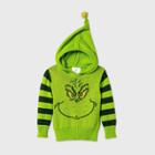 Dr. Seuss Baby Grinch Hooded Pullover Ugly Christmas Sweater - Green Newborn