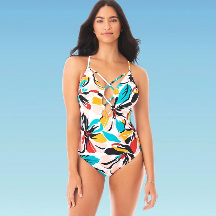 Women's Slimming Control Infinity Loop Key Hole One Piece Swimsuit - Beach Betty By Miracle Brands M, Women's, Size: Medium,