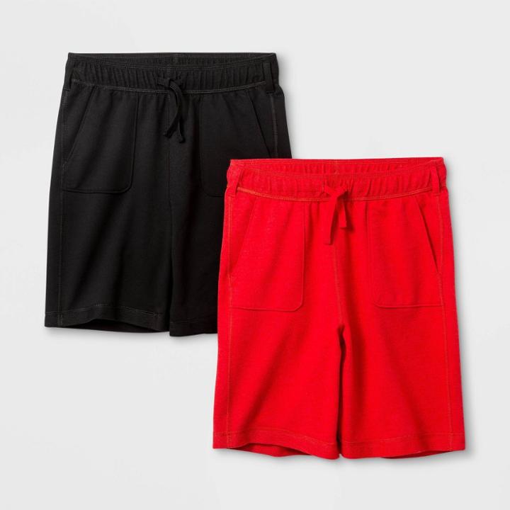 Boys' 2pk Adaptive Knit Pull-on Shorts Cat & Jack - Black/red