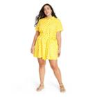 Women's Plus Size Polka Dot Button-front Shirtdress - Lisa Marie Fernandez For Target Yellow/white