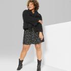 Women's Plus Size Open Drape Cozy Faux Fur Jacket - Wild Fable Black