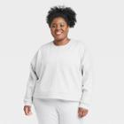 Women's Plus Size Cotton Fleece Crewneck Cropped Sweatshirt - All In Motion Heathered Gray