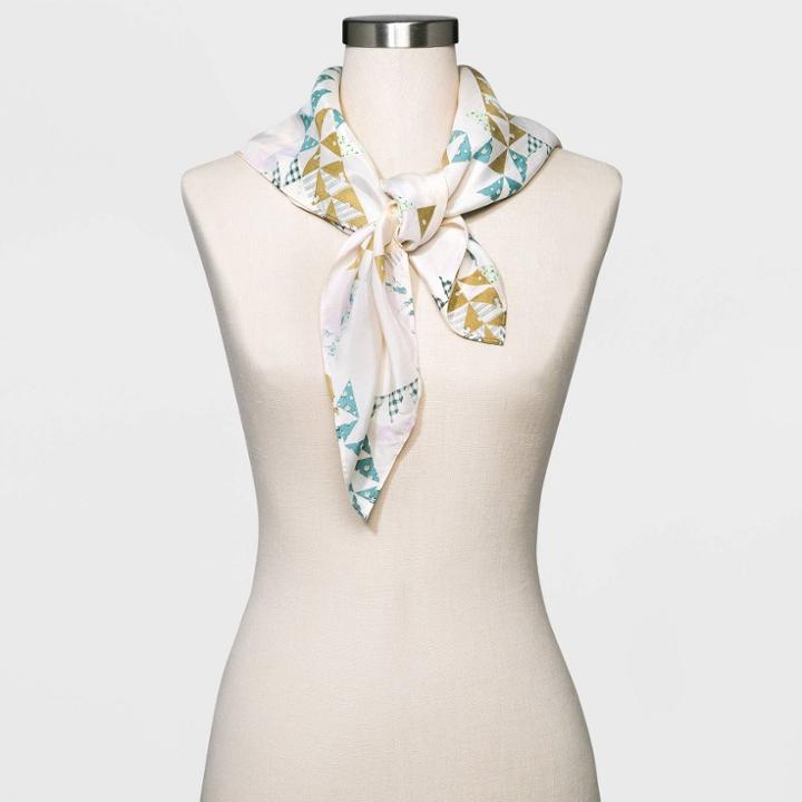 Women's Patchwork Print Washable Silk Scarf - Universal Thread Cream, Ivory