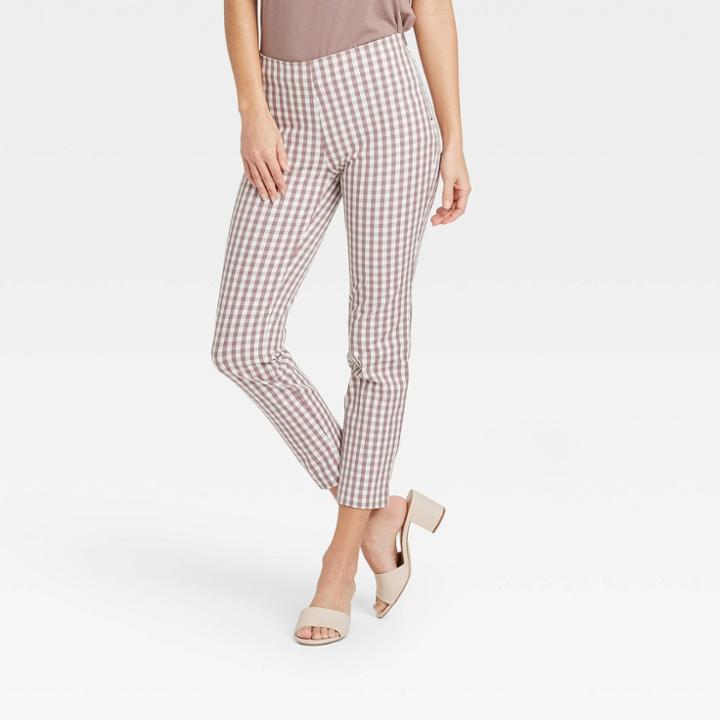 Women's Gingham Check High-rise Skinny Ankle Pants - A New Day