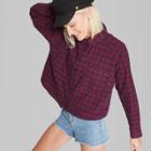 Women's Plaid Long Sleeve Flannel Cropped Button-down Shirt - Wild Fable Red