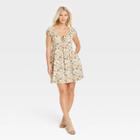 Women's Puff Short Sleeve Day Dress - Universal Thread Cream Floral Xs, Ivory Floral