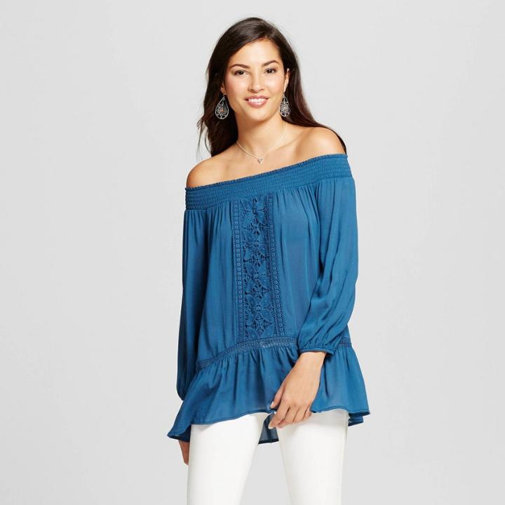 Women's Drop Waist Off The Shoulder Top - Knox Rose Dark Teal