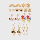Girls' 9pk Rainbow & Smiley Earrings - Art Class , Nickel
