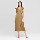 Petitewomen's Short Flutter Sleeve V-neck A Line Midi Dress - Who What Wear