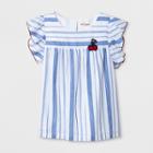 Girls' Short Sleeve Stripe Ruffle Top - Cat & Jack Blue