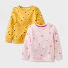 Toddler Girls' 2pk Floral & Heart Fleece Pullover - Cat & Jack Pink/yellow