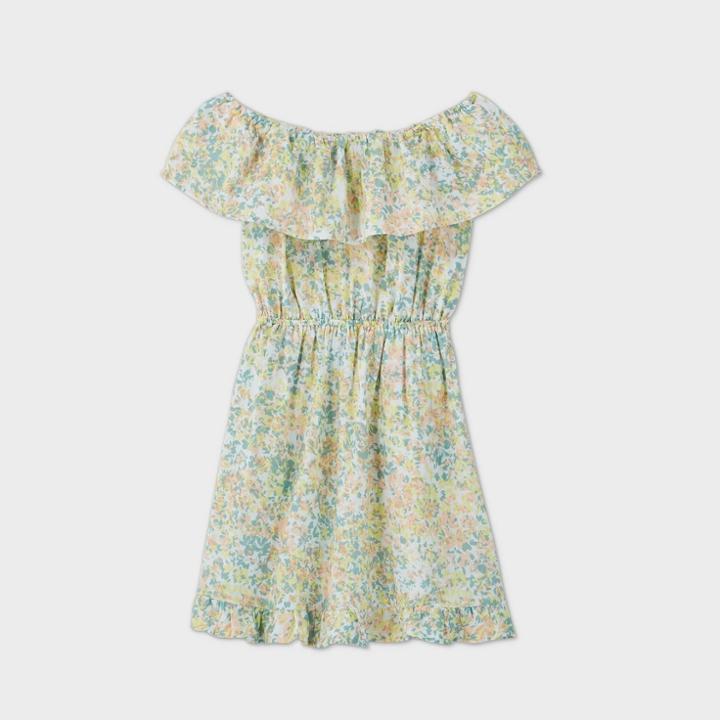 Petitegirls' Off The Shoulder Short Dress - Art Class Yellow