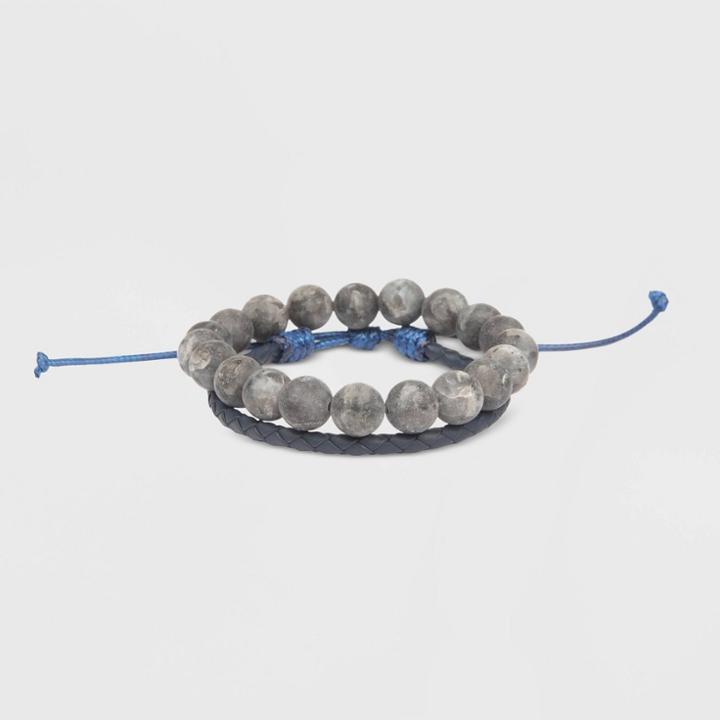 Men's Matte Spectralite Bolo Beaded Bracelet - Goodfellow & Co Navy/gray One Size, Men's, Blue
