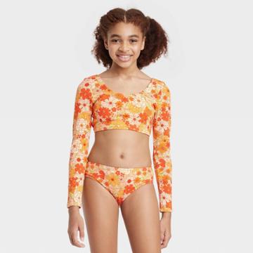 Girls' Totally Vintage Floral Bikini Set - Art Class Xs, Pink/purple
