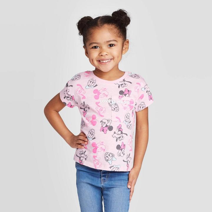 Toddler Girls' Disney Characters Printed T-shirt - Pink