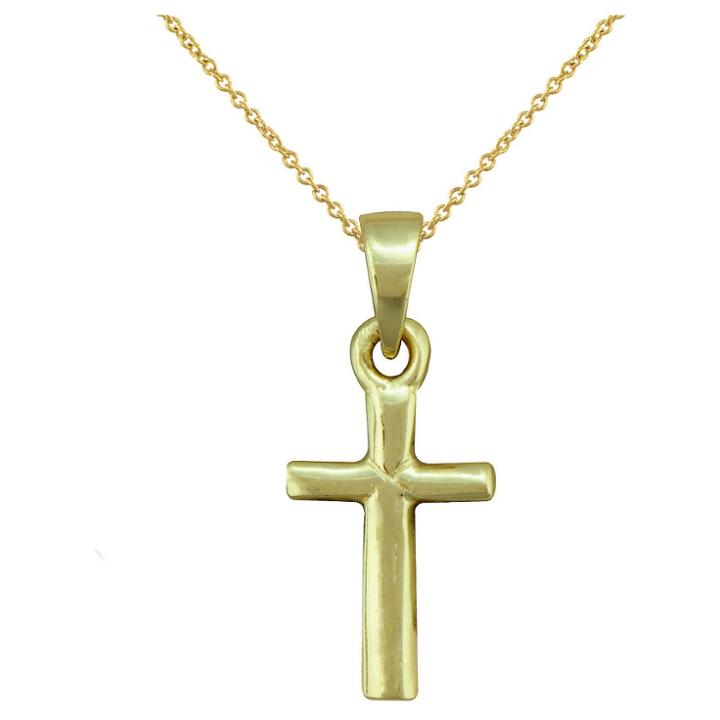 Target Girls' Gold Over Silver Cross Pendant-15 Plated Chain-yellow