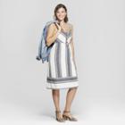 Women's Sleeveless Striped Button Front Midi Dress - Universal Thread Blue