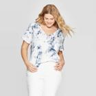 Women's Plus Size Short Sleeve V-neck Pocket T-shirt - Universal Thread Blue