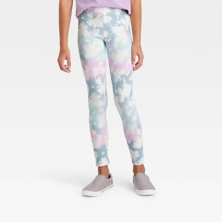 Girls' Cozy Lined Tie-dye Leggings - Cat & Jack Cream