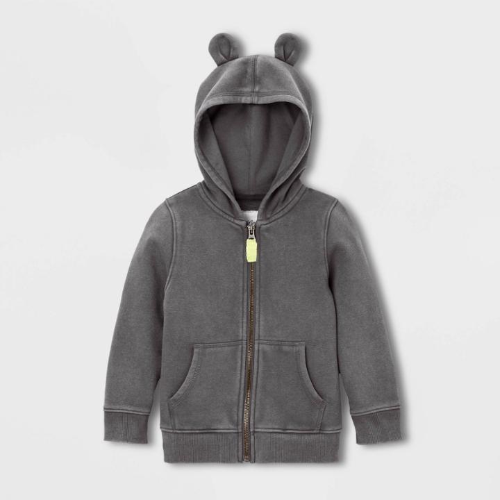 Toddler Fleece Zip-up Hoodie - Cat & Jack Gray 12m, Toddler Unisex