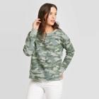 Women's Camo Print Crewneck Sweatshirt - Universal Thread Green