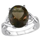 Allura 3.75 Ct. T.w. Smokey Quartz And .01 Ct. T.w. Diamond 3-prong Setting Ring In Sterling Silver