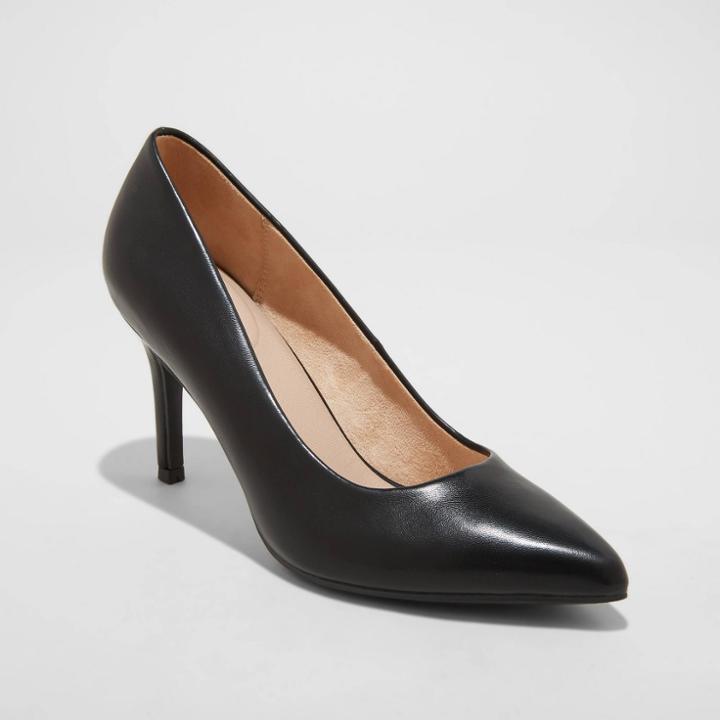 Women's Gemma Wide Width Pointed Toe Heels - A New Day Black