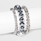Hematite And Gray Beaded, Stretch And Multi-strand Bracelet Set 3pc - A New Day Hematite