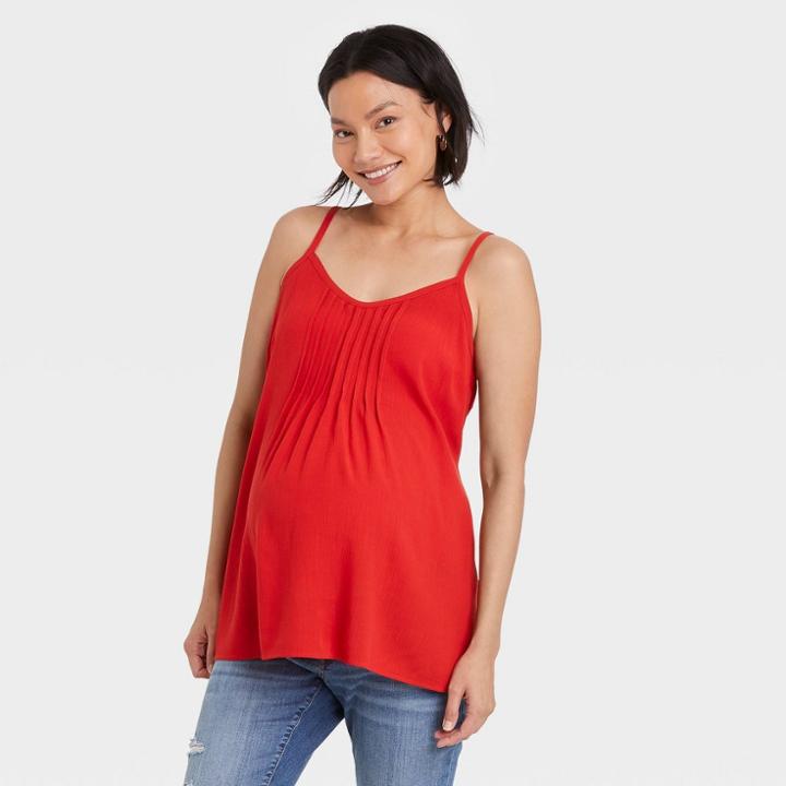 Pleat Front Maternity Tank Top - Isabel Maternity By Ingrid & Isabel Red