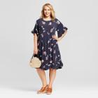 Maternity Plus Size Floral Ruffle Sleeve Woven Dress - Isabel Maternity By Ingrid & Isabel Navy 3x, Women's, Blue