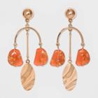 Irregular Charm And Foil Flecked Bead Mobile Drop Earrings - A New Day Rust, Red