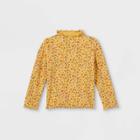 Toddler Girls' Rib Mock Neck Long Sleeve T-shirt - Art Class Gold