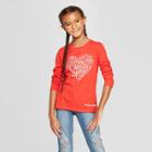 Girls' Long Sleeve Heart Graphic T-shirt - Cat & Jack Red