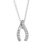 Target Sterling Silver Wishbone Pendant Necklace With Diamond Accents - White, Women's