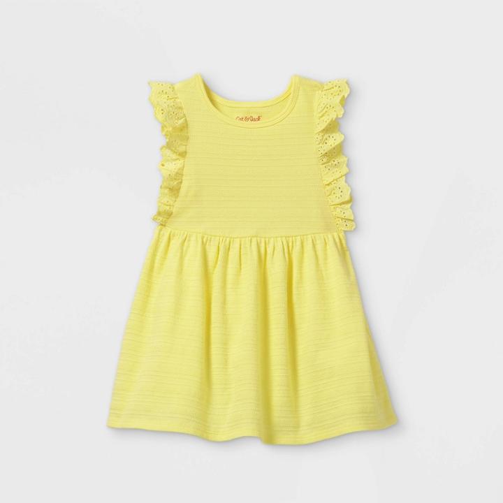 Toddler Girls' Eyelet Ruffle Short Sleeve Dress - Cat & Jack Yellow