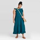 Women's Plus Size Short Sleeve Ruffle Dress - Universal Thread Blue 1x, Women's,