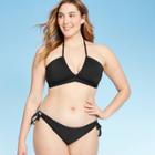 Women's Shirred V-neck Bikini Top - Kona Sol Black S, Women's,