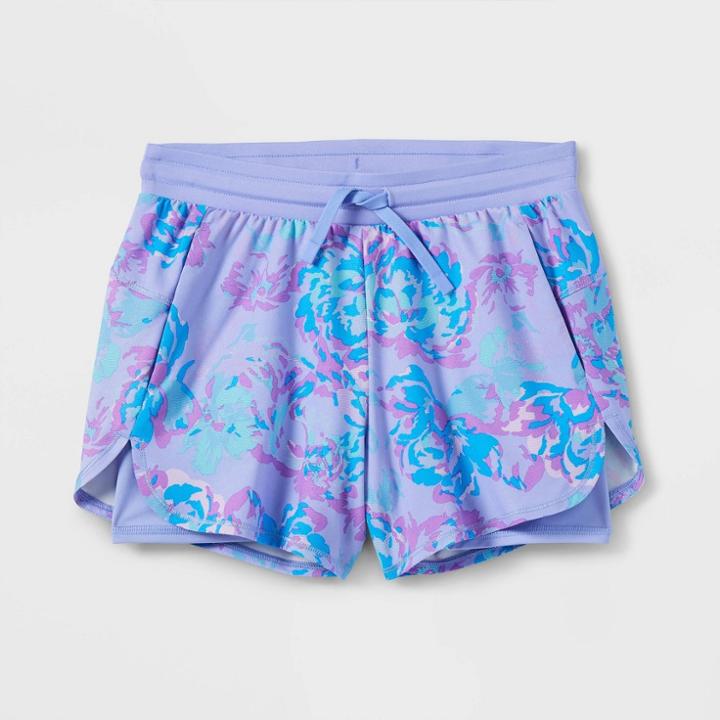 Girls' Double Layer Run Shorts - All In Motion Vibrant Purple