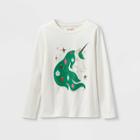 Girls' 'christmas Unicorn' Long Sleeve Graphic T-shirt - Cat & Jack Cream