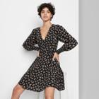 Women's Long Sleeve Wrap Dress - Wild Fable Floral Black