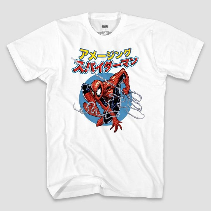 Men's Marvel Spider-man Kanji Short Sleeve Graphic T-shirt - White